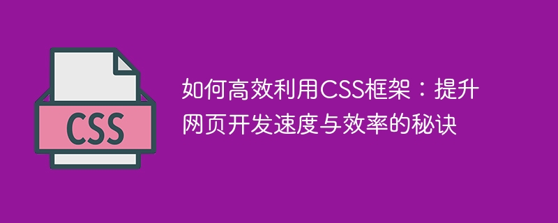 如何高效利用css框架：提升网页开发速度与效率的秘诀