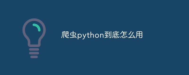 爬虫python到底怎么用